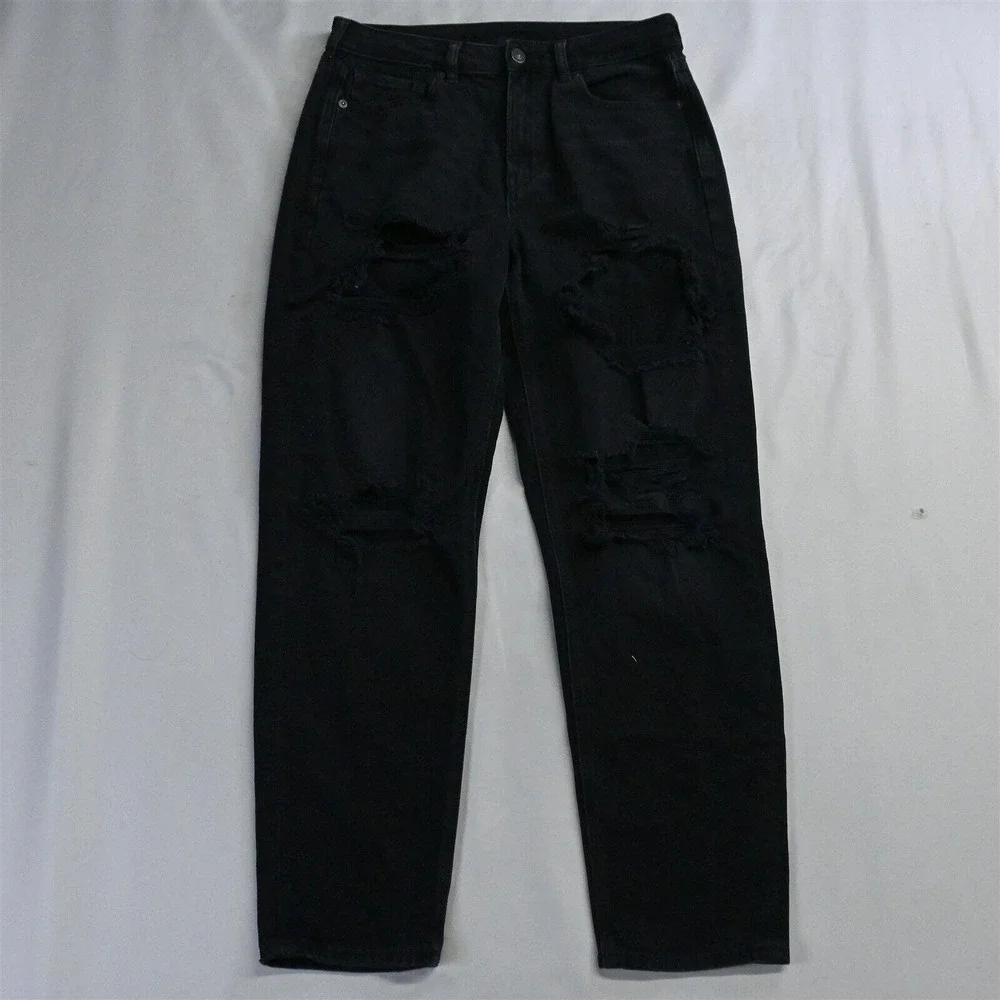 American Eagle‎ 6 The Mom Tapered Black Destroyed Womens Denim Jeans